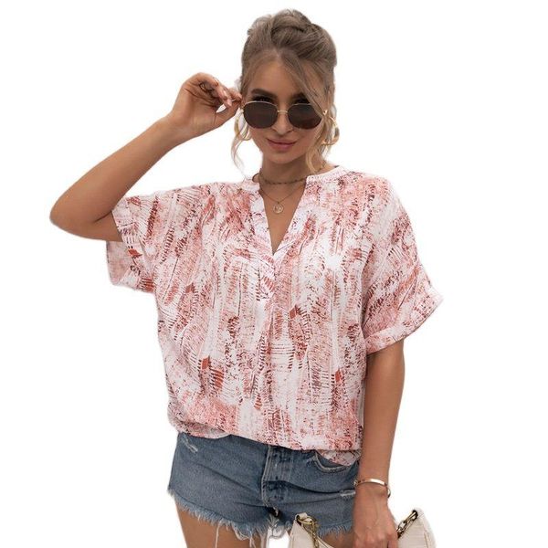 women's t-shirt summer product clothing v-neck tie dye printing casual chiffon shirt 2021, White
women's t-shirt summer product clothing v-neck tie dye printing casual chiffon shirt 2021, White