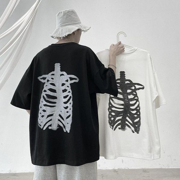 men's t-shirts high street style summer men tshirt bone print fashion short sleeve t-shirt hip hop oversize couple streetwear, White;black
men's t-shirts high street style summer men tshirt bone print fashion short sleeve t-shirt hip hop oversize couple streetwear, White;black