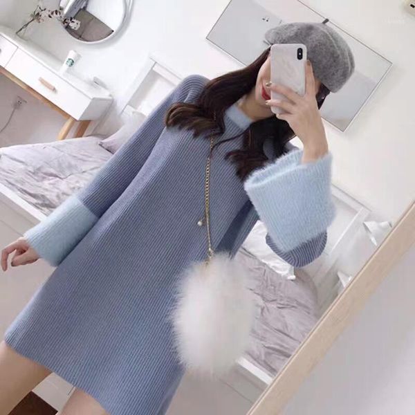 / winter 2021 sweater women's loose outer medium long bottomed mink quilted flared sleeve wool dress sweaters, White;black
/ winter 2021 sweater women's loose outer medium long bottomed mink quilted flared sleeve wool dress sweaters, White;black