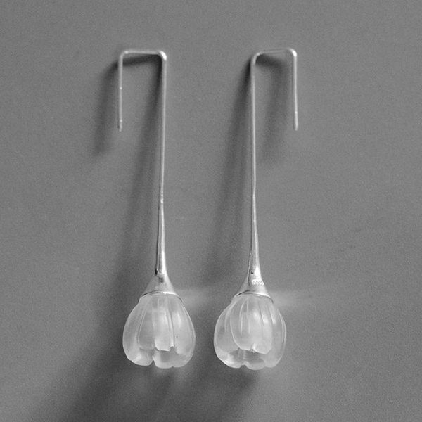 dangle & chandelier fashion simple natural crystal flower drop earrings for women 925 sterling silver jewelry