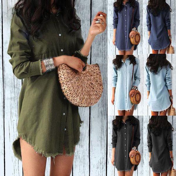 casual dresses turn down collar shirt women club party long sleeve button mini dress holiday 2021 spring female blouse vestidos, Black;gray 
casual dresses turn down collar shirt women club party long sleeve button mini dress holiday 2021 spring female blouse vestidos, Black;gray