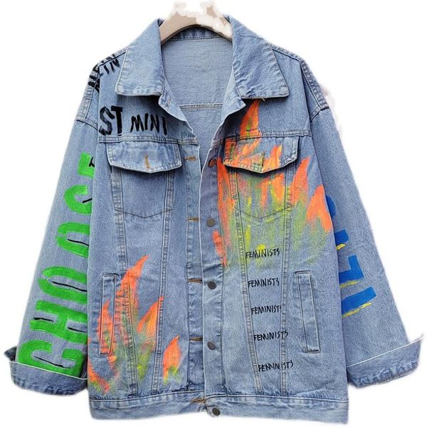 women's jackets ins trend white denim jacket mujer flame graffiti green big letters print loose fall ladies streetwear jeans women, Black;brown
women's jackets ins trend white denim jacket mujer flame graffiti green big letters print loose fall ladies streetwear jeans women, Black;brown
