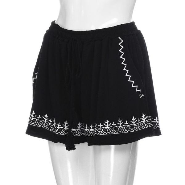 women summer casual print high tail women's shorts w704, White;black 
women summer casual print high tail women's shorts w704, White;black