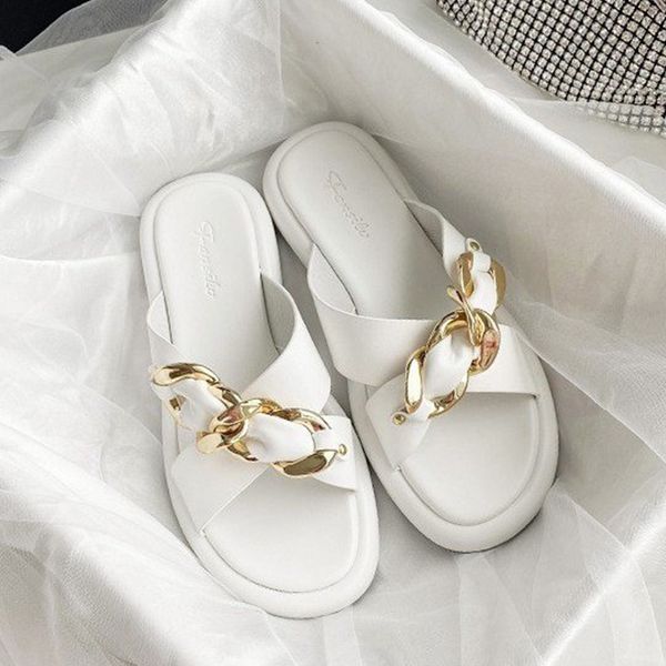 women thick bottom slippers elegant home fashionable cross chain dign sandals solid color outdoor peep toe slid, Black
women thick bottom slippers elegant home fashionable cross chain dign sandals solid color outdoor peep toe slid, Black