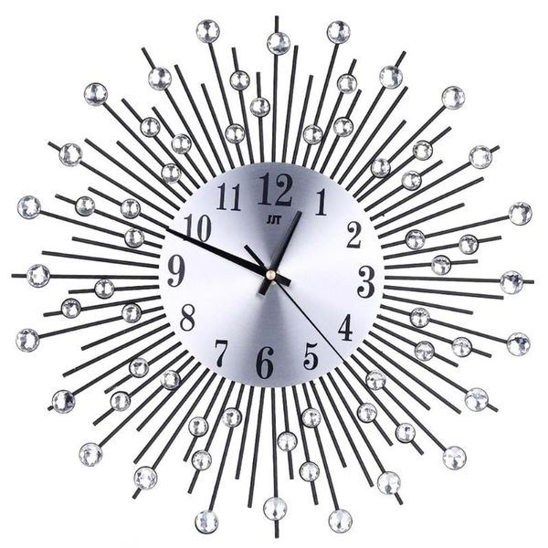 3d silver diamante beaded jeweled round metal wall clock 
3d silver diamante beaded jeweled round metal wall clock