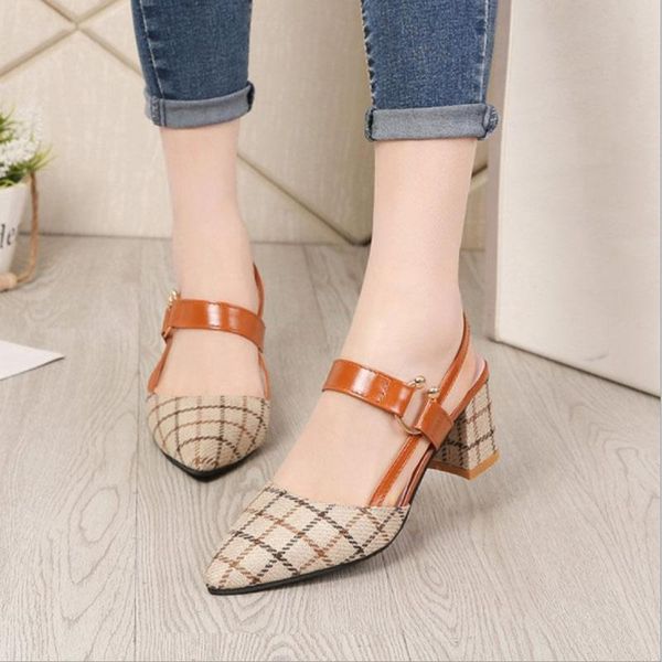 dress shoes ladies sandals pointed toe shallow office ankle buckle strap soft good quality square heel female slippers, Black
dress shoes ladies sandals pointed toe shallow office ankle buckle strap soft good quality square heel female slippers, Black