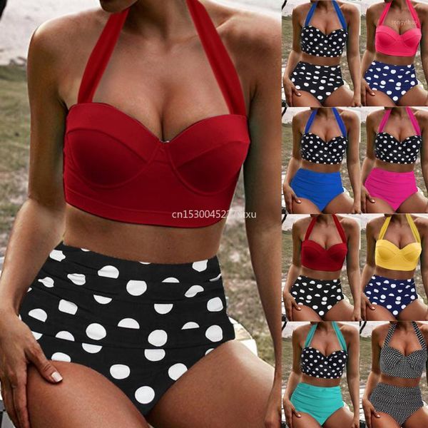 women's swimwear women bikinis vintage swimsuit two piece retro halter ruched high waist print bikini summer push up bra dropship, White;black
women's swimwear women bikinis vintage swimsuit two piece retro halter ruched high waist print bikini summer push up bra dropship, White;black