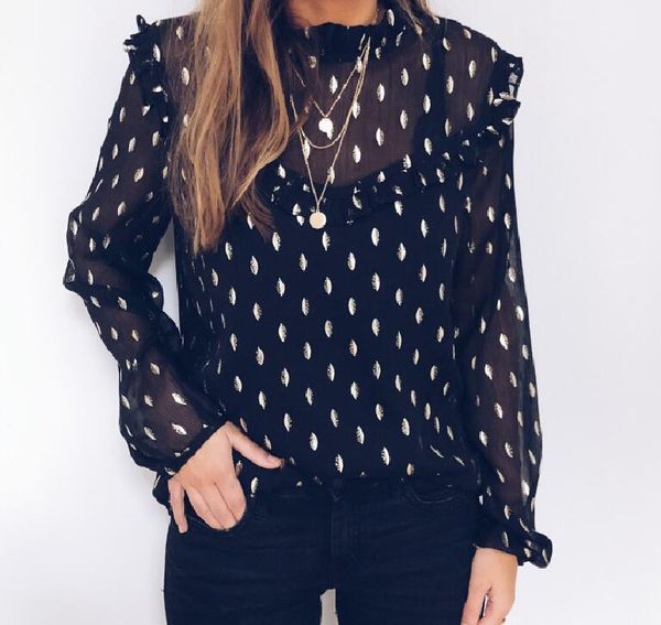meihuida women chiffon long sleeve blouses summer casual dot ruffles turtleneck shirts casual pullover blusas mujer camisas, White
meihuida women chiffon long sleeve blouses summer casual dot ruffles turtleneck shirts casual pullover blusas mujer camisas, White