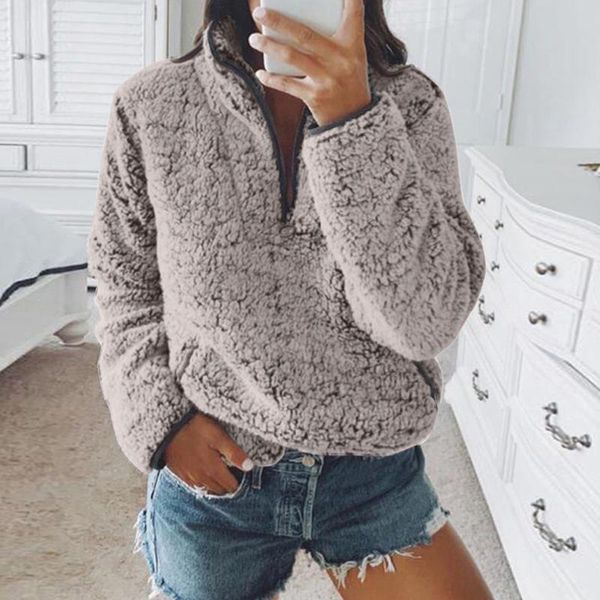 women's hoodies & sweatshirts women fleece sweatshirt winter casual faux fur plush zip collar female warm turtleneck thick pullover su, Black
women's hoodies & sweatshirts women fleece sweatshirt winter casual faux fur plush zip collar female warm turtleneck thick pullover su, Black