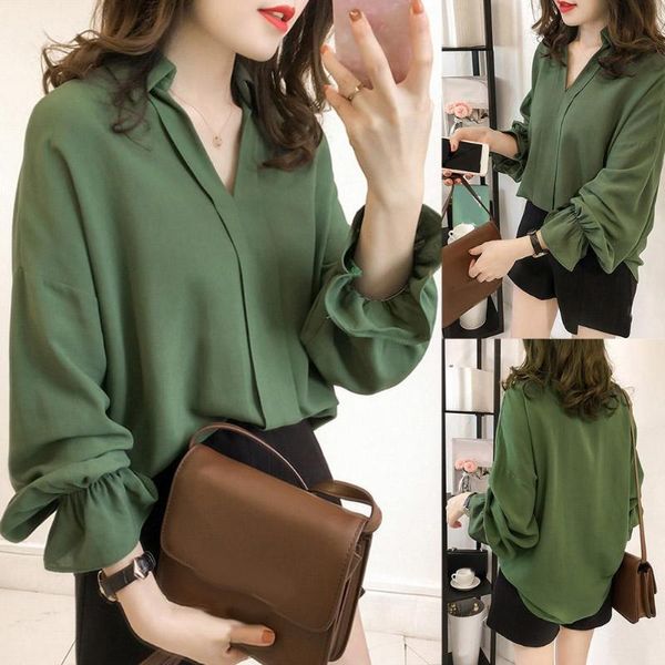 women shirts and blouses 2021 feminine blouse long sleeve casual solid color v turndown collar style women loose blouses, White
women shirts and blouses 2021 feminine blouse long sleeve casual solid color v turndown collar style women loose blouses, White