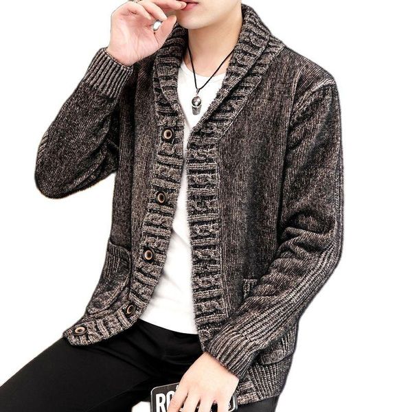 men's sweaters autumn knitted cardigan sweater coat fashion casual clothes loose thread, White;black
men's sweaters autumn knitted cardigan sweater coat fashion casual clothes loose thread, White;black