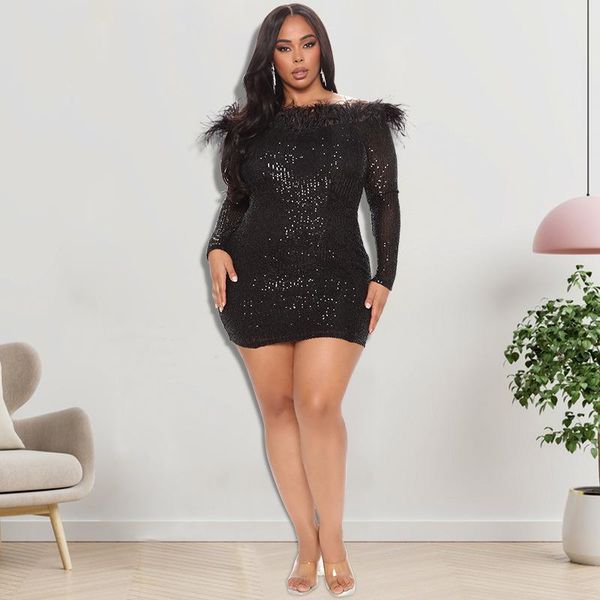 plus size dresses haoohu women sequins off shoulder elegant party night dress bodycon skinny fall clothes 2021 urban 5xl, Black
plus size dresses haoohu women sequins off shoulder elegant party night dress bodycon skinny fall clothes 2021 urban 5xl, Black