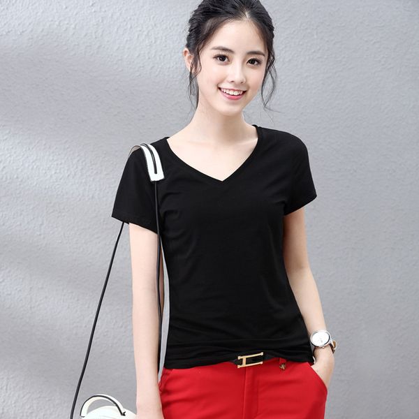black red solid v neck tshirts women casual tee short sleeve t-shirt ladies women clothing female tee summer, White
black red solid v neck tshirts women casual tee short sleeve t-shirt ladies women clothing female tee summer, White