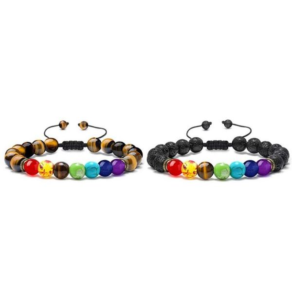 link, chain seven chakra rosary bracelets yoga women colorful volcanic stone bracelet balance bead mens bangles jewelry 2pcs, Black
link, chain seven chakra rosary bracelets yoga women colorful volcanic stone bracelet balance bead mens bangles jewelry 2pcs, Black