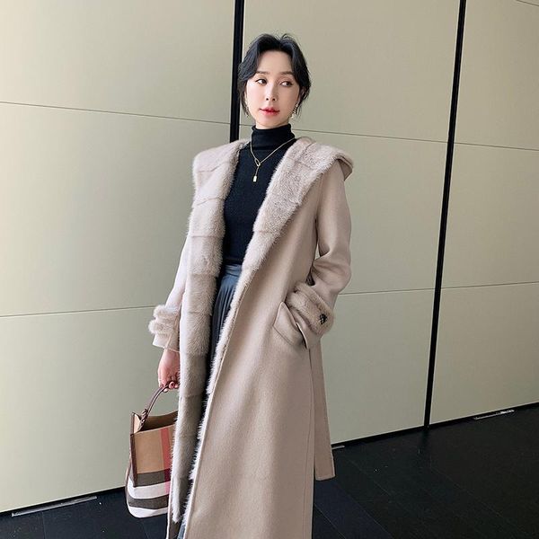 women's wool & blends luxury real blend fur coat jacket mink collar autumn winter warm rex lamb x- long, Black
women's wool & blends luxury real blend fur coat jacket mink collar autumn winter warm rex lamb x- long, Black