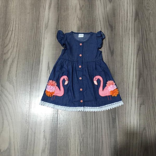 summer baby girls flamingo girl dress denim cotton ruffles sleeveless boutique kids clothing, Red;yellow
summer baby girls flamingo girl dress denim cotton ruffles sleeveless boutique kids clothing, Red;yellow