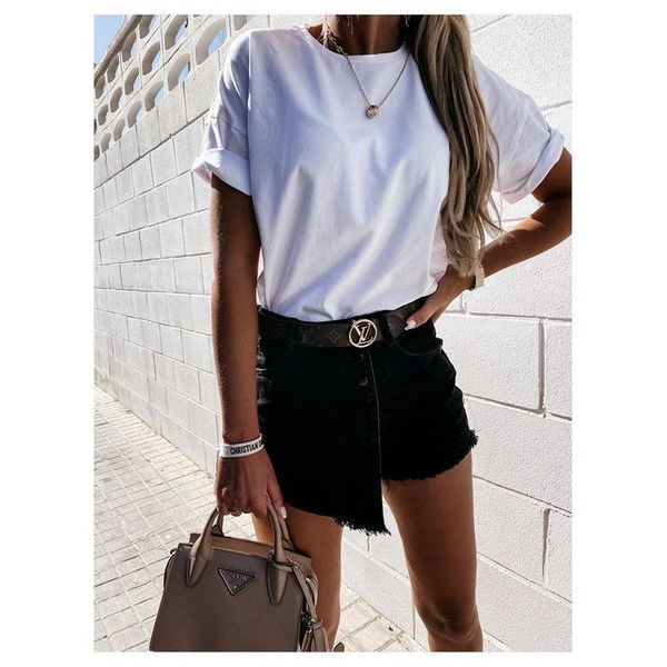 women's shorts high-waist a-line denim models with belt retro ripped short jeans 2021 summer wide-leg, White;black
women's shorts high-waist a-line denim models with belt retro ripped short jeans 2021 summer wide-leg, White;black