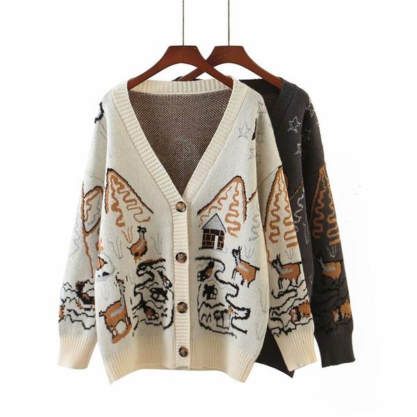 women's knits & tees streetwear women geometric abstract print trui 2021 fashion v-neck used vest causal loose button, White
women's knits & tees streetwear women geometric abstract print trui 2021 fashion v-neck used vest causal loose button, White
