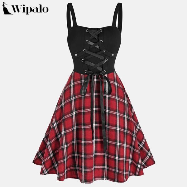 wipalo women's dress eyelet web zipper harajuku mini dresses grunge summer 2021 sleeveless backless a-line punk rock casual, Black;gray
wipalo women's dress eyelet web zipper harajuku mini dresses grunge summer 2021 sleeveless backless a-line punk rock casual, Black;gray