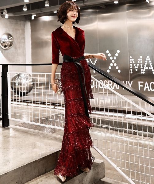 new slim 2021 mermaid arabic evening es v neck celebration party gowns engagement tassel prom with sleeves robe de soiree qabw, Black;red
new slim 2021 mermaid arabic evening es v neck celebration party gowns engagement tassel prom with sleeves robe de soiree qabw, Black;red