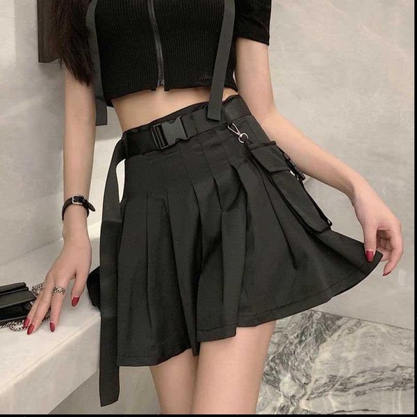 gothic high waist belt pleated mini skirt women 2021 fashion streetwear korean womens hip hop cargo punk skirts, Black
gothic high waist belt pleated mini skirt women 2021 fashion streetwear korean womens hip hop cargo punk skirts, Black