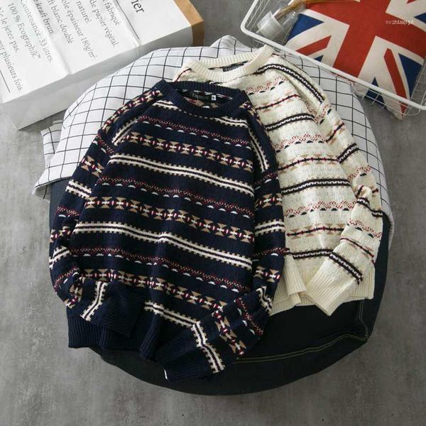 men's sweaters japanese style retro couple striped men autumn hick bf student set head trend knit male sweater 1, White;black
men's sweaters japanese style retro couple striped men autumn hick bf student set head trend knit male sweater 1, White;black