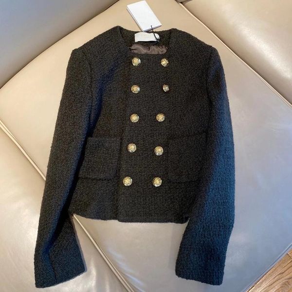 women's wool & blends brand short coat in solid color o-neck long sleeve for autumn and early winter office lady llt9977159, Black
women's wool & blends brand short coat in solid color o-neck long sleeve for autumn and early winter office lady llt9977159, Black