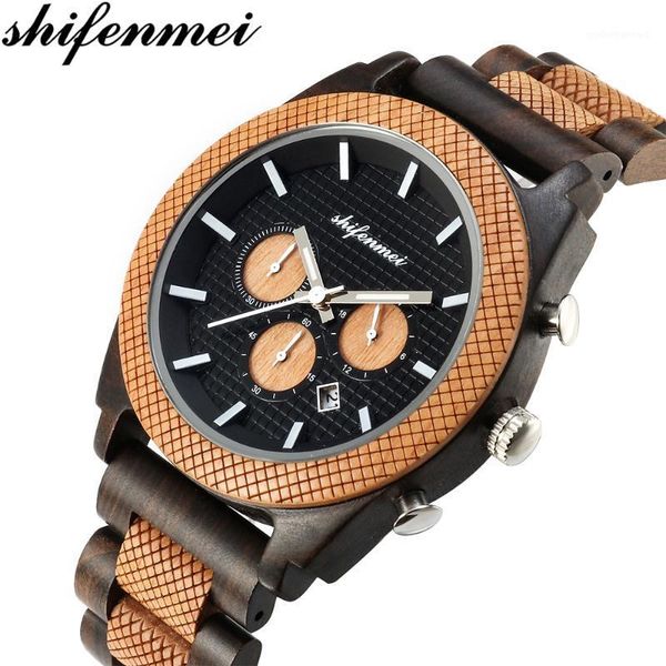 wristwatches shifenmei wooden watches chronograph date quartz for men sport watch clock relogio masculino, Slivery;brown
wristwatches shifenmei wooden watches chronograph date quartz for men sport watch clock relogio masculino, Slivery;brown