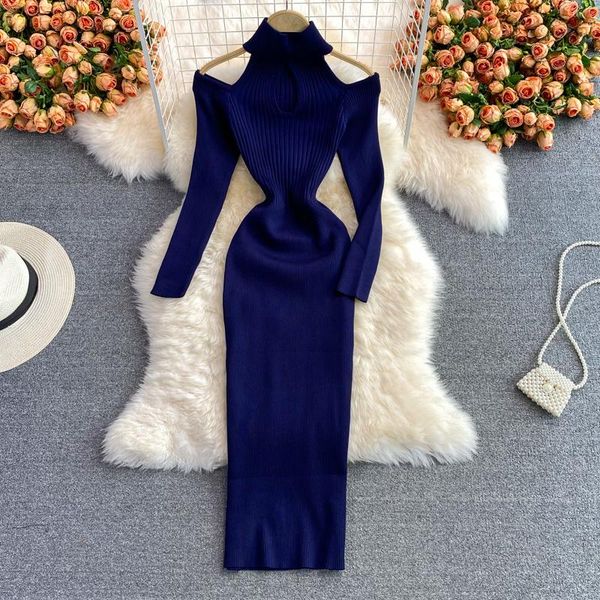 casual dresses girl cold shoulder knitted dress women elastic stand collar long sleeve for ladies autumn winter bodycon 2021, Black;gray
casual dresses girl cold shoulder knitted dress women elastic stand collar long sleeve for ladies autumn winter bodycon 2021, Black;gray