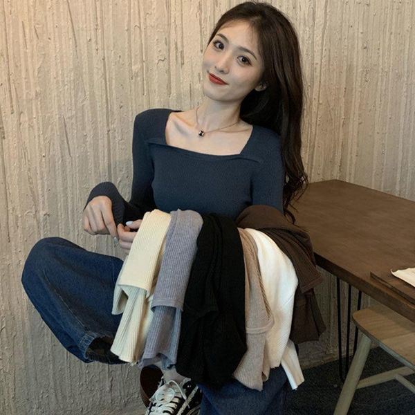 women's sweaters sueter mujer solid casual striped tshirts pullover elegant blouse knitted long sleeve ribbed jumpers women square coll, White;black
women's sweaters sueter mujer solid casual striped tshirts pullover elegant blouse knitted long sleeve ribbed jumpers women square coll, White;black