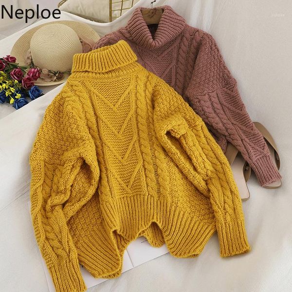 neploe vintage solid twist sweater women turtleneck causal knitted pullovers korean high waist wave hem knitwear jumper 558741, White;black
neploe vintage solid twist sweater women turtleneck causal knitted pullovers korean high waist wave hem knitwear jumper 558741, White;black