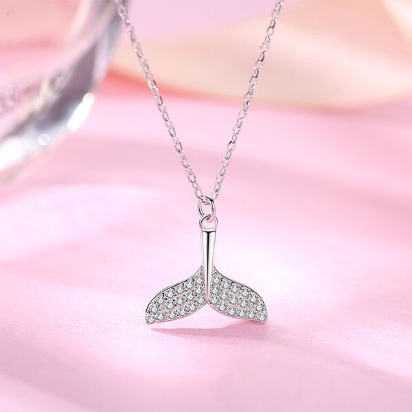 925 sterling silver zircon mermaid charm necklaces for women choker collares party jewelry dz50310