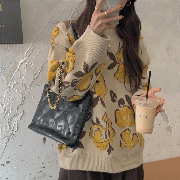 women's sweaters hzirip 2021 winter women knitted sweater female pullover floral lazy style casual fashion elegant sweet loose ladies, White;black
women's sweaters hzirip 2021 winter women knitted sweater female pullover floral lazy style casual fashion elegant sweet loose ladies, White;black