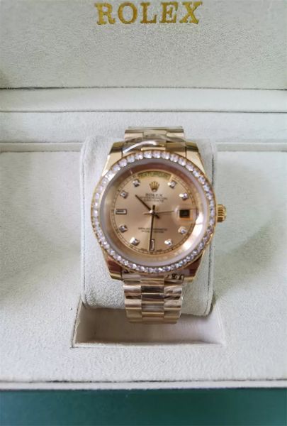 with original box luxury watches 41mm mens 18k yellow gold dial bigger diamond automatic fashion brand men's watch wristwatch 2021, Slivery;brown
with original box luxury watches 41mm mens 18k yellow gold dial bigger diamond automatic fashion brand men's watch wristwatch 2021, Slivery;brown