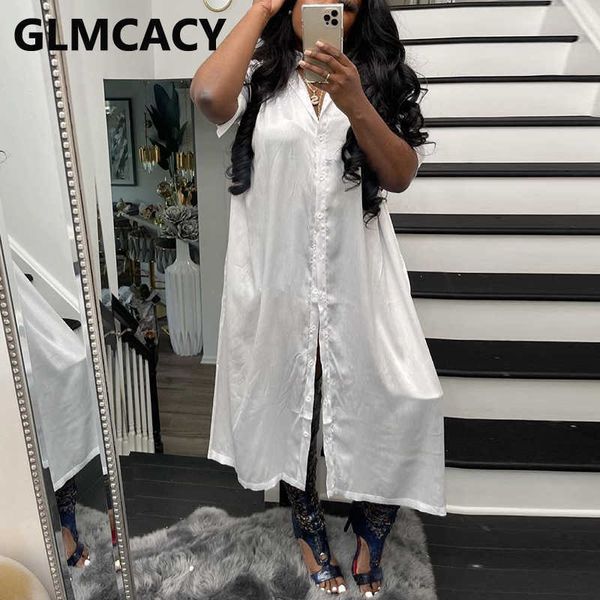 short sleeve button down white shirt dress back slit chic midi dress 210702, Black;gray
short sleeve button down white shirt dress back slit chic midi dress 210702, Black;gray