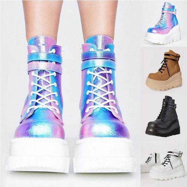 boots high heel lace up women colorful motorcycle women's winter soft leather shoes ladies wedges female platforms, Black
boots high heel lace up women colorful motorcycle women's winter soft leather shoes ladies wedges female platforms, Black