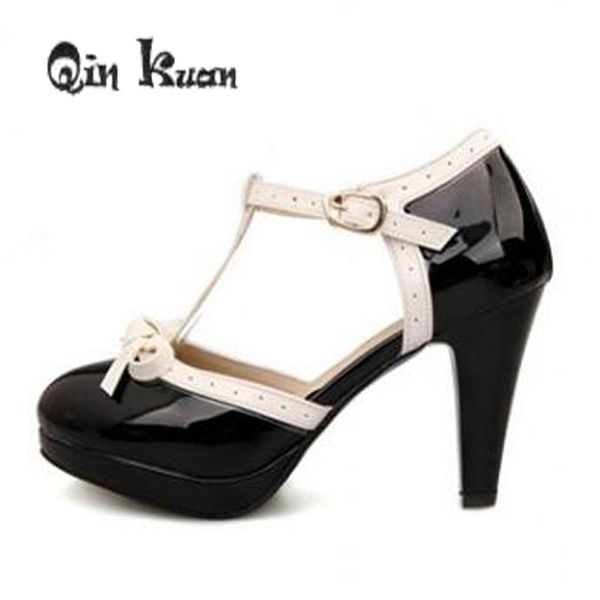dress shoes brand women bowtie patent leather ankle strap princess platform pumps ladies high heel lolita size 33-48, Black
dress shoes brand women bowtie patent leather ankle strap princess platform pumps ladies high heel lolita size 33-48, Black