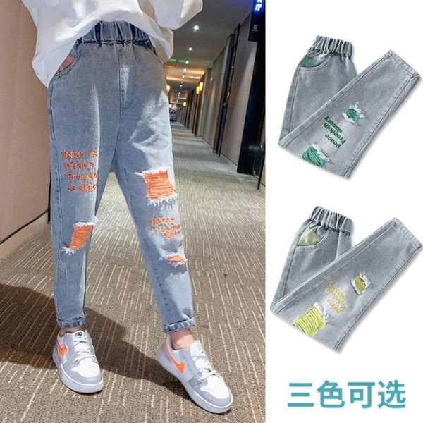 2021 hole ripped letter print grils jeans kids jean new causal trousers high-waist pencil pants 5-11 years child streetwear jean, Blue
2021 hole ripped letter print grils jeans kids jean new causal trousers high-waist pencil pants 5-11 years child streetwear jean, Blue