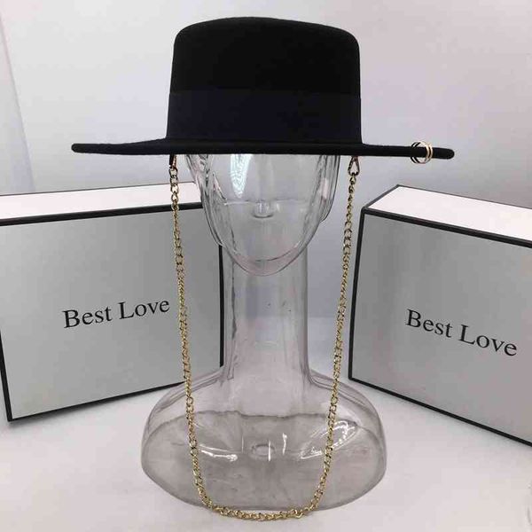 berets arrival black wool hat for women and men with chains brim 7cm fedoras kyt7, Blue;gray
berets arrival black wool hat for women and men with chains brim 7cm fedoras kyt7, Blue;gray