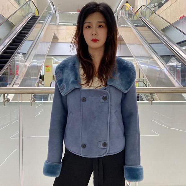 women's fur & faux women shearling jacket fashion hooded warm sheepskin overcoat high quality, Black
women's fur & faux women shearling jacket fashion hooded warm sheepskin overcoat high quality, Black