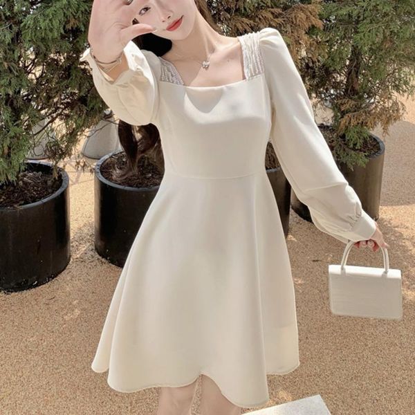 casual dresses women 2021 autumn french sweet fairy gentle pearl square collar robe femme white long-sleeve female temperament vestidos, Black;gray
casual dresses women 2021 autumn french sweet fairy gentle pearl square collar robe femme white long-sleeve female temperament vestidos, Black;gray