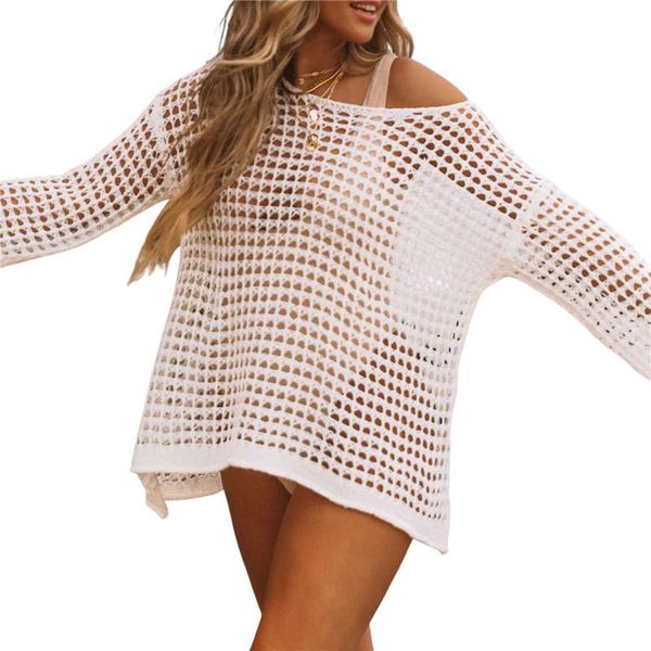 women's swimwear beach cover up women hollow out ups long sleeve off shoulder see through crochet playa mujer, White;black
women's swimwear beach cover up women hollow out ups long sleeve off shoulder see through crochet playa mujer, White;black