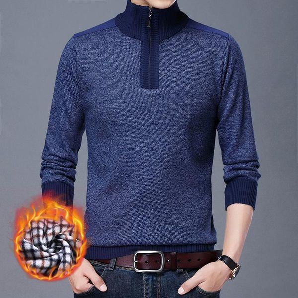 men's sweaters quarter velvet thick 2021 warm fashion brand knit pullover zip up turtleneck sweater autum winter casual jumper, White;black
men's sweaters quarter velvet thick 2021 warm fashion brand knit pullover zip up turtleneck sweater autum winter casual jumper, White;black