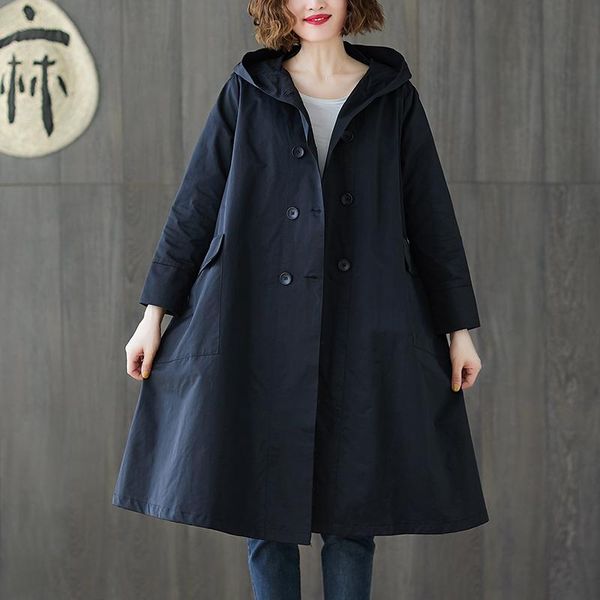 women's trench coats autumn windbreaker loose large size cotton double-breasted hooded mid-length fashion waistband wild coat d79, Tan;black
women's trench coats autumn windbreaker loose large size cotton double-breasted hooded mid-length fashion waistband wild coat d79, Tan;black