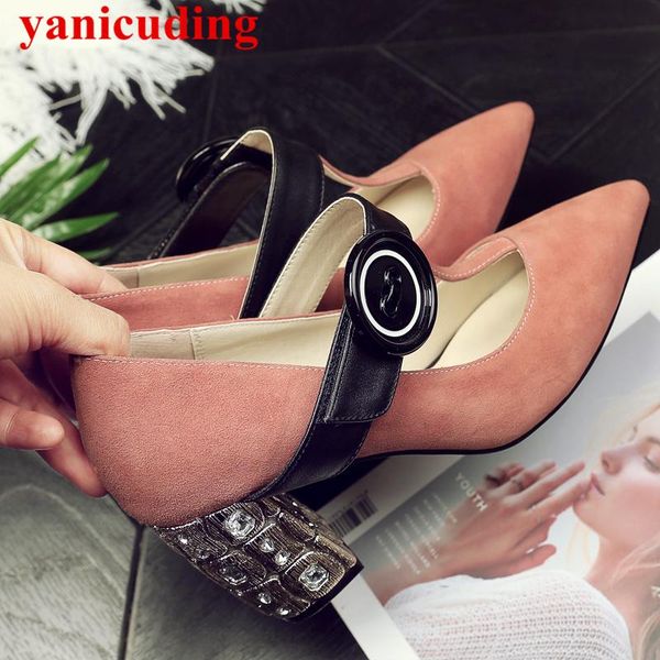 dress shoes pointed toe crystal embellished high heel kid suede women pumps traditional button decor brand hook loop closure, Black
dress shoes pointed toe crystal embellished high heel kid suede women pumps traditional button decor brand hook loop closure, Black
