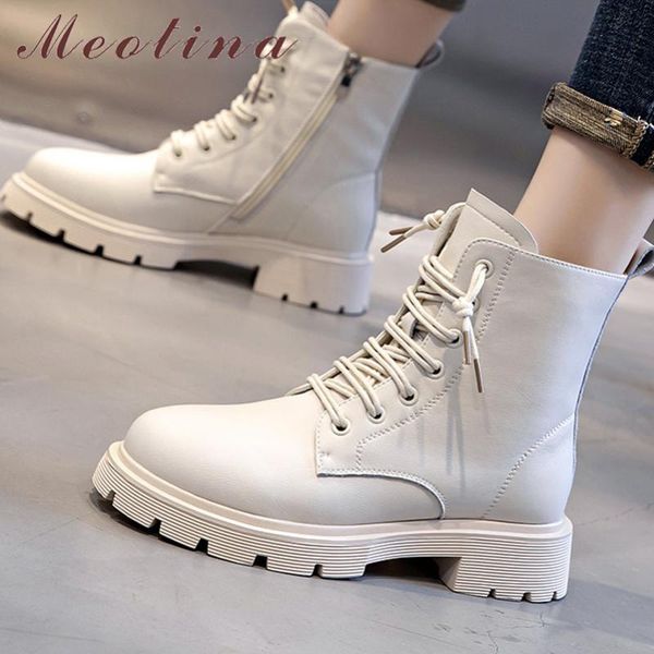 boots meotina women genuine leather ankle platform round toe thick med heel motorcycle zipper lace up ladies autumn, Black
boots meotina women genuine leather ankle platform round toe thick med heel motorcycle zipper lace up ladies autumn, Black