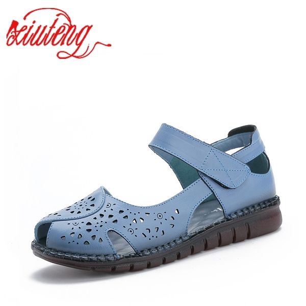 xiuteng summer new handmade women's shoes national style genuine leather hollow women's sandals soft flat with sandals mon gift 21, Black
xiuteng summer new handmade women's shoes national style genuine leather hollow women's sandals soft flat with sandals mon gift 21, Black