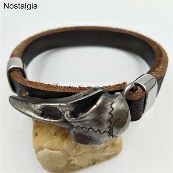 bangle viking raven stainless steel skull jewelry genuine leather bangels women brazalete vikingo accessories dropship, Black
bangle viking raven stainless steel skull jewelry genuine leather bangels women brazalete vikingo accessories dropship, Black