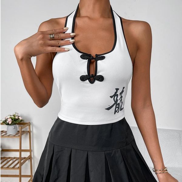 women's tanks & camis women contrasting print dragon pattern retro buckle small vest, backless chinese character frog halter pullover, White
women's tanks & camis women contrasting print dragon pattern retro buckle small vest, backless chinese character frog halter pullover, White