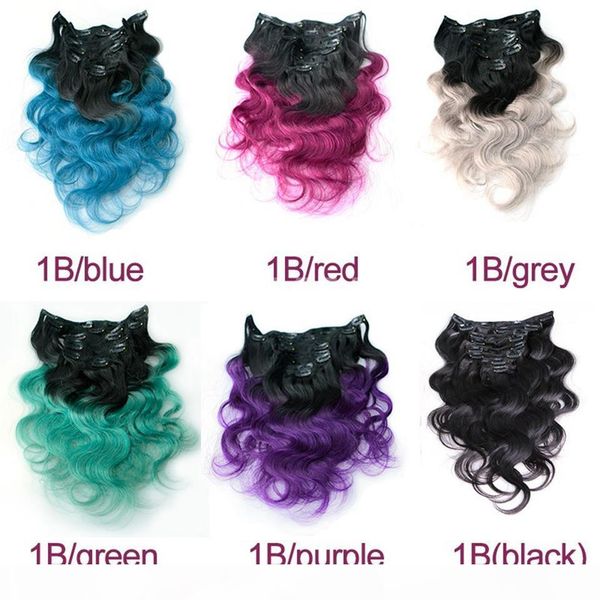brazilian virgin hair clip in 9a grade body wave ombre color silver grey red green blue purple clip in hair extensions 100g, Black;brown
brazilian virgin hair clip in 9a grade body wave ombre color silver grey red green blue purple clip in hair extensions 100g, Black;brown
